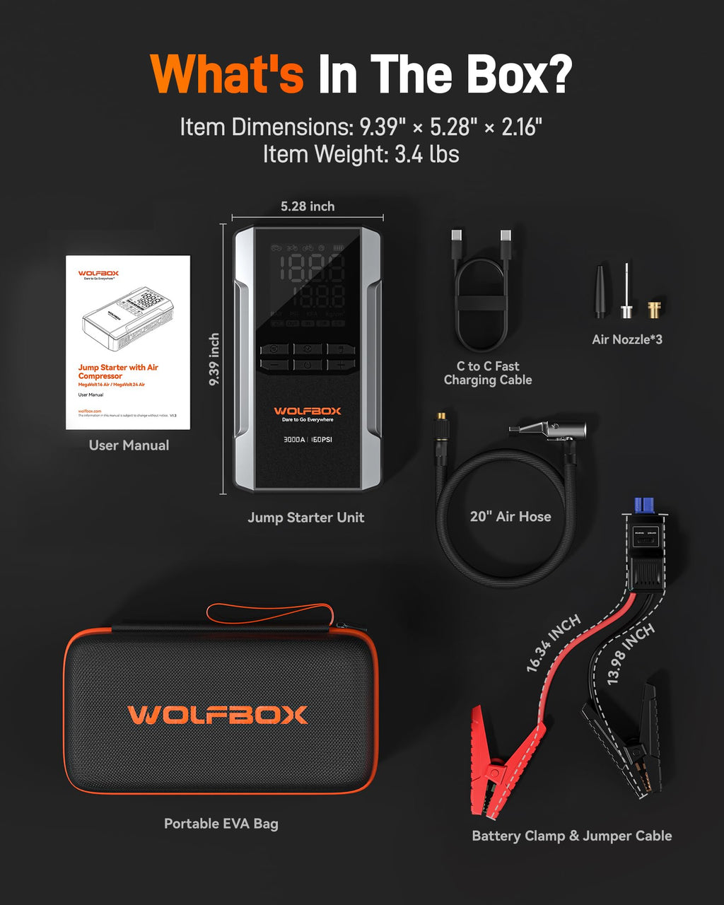 3000A Jump Starter with Air Compressor H272458