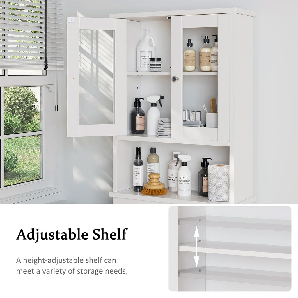 Over The Toilet Storage Cabinet with Tempered Glass Doors E972854