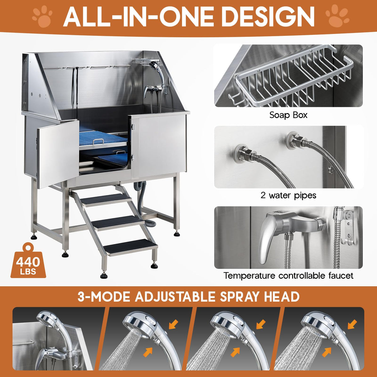 50" Stainless Steel Dog Washing Station I30545