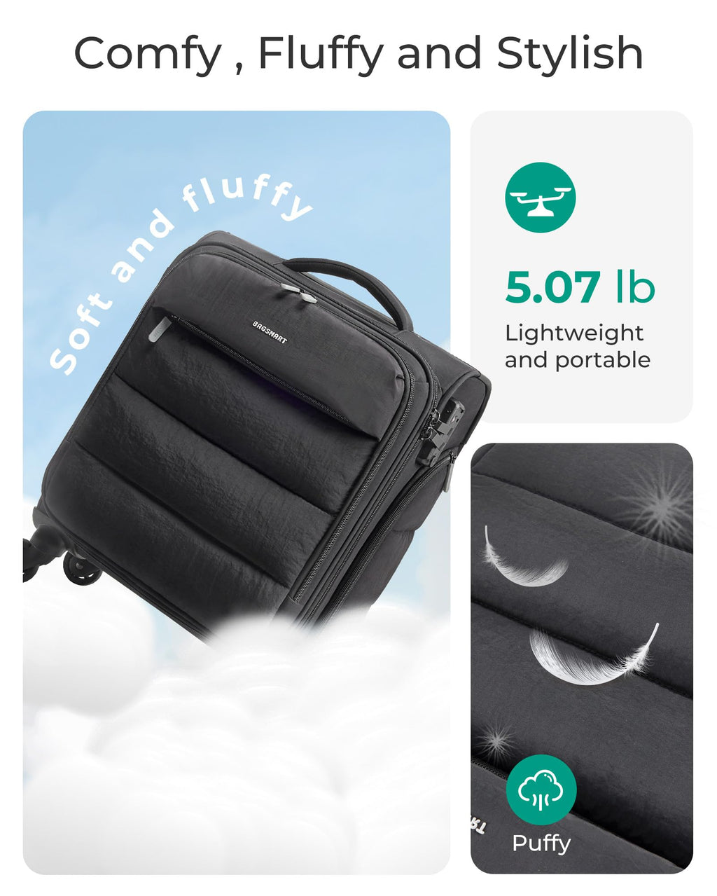 Black Softside Underseat Suitcase with Wheels F28771