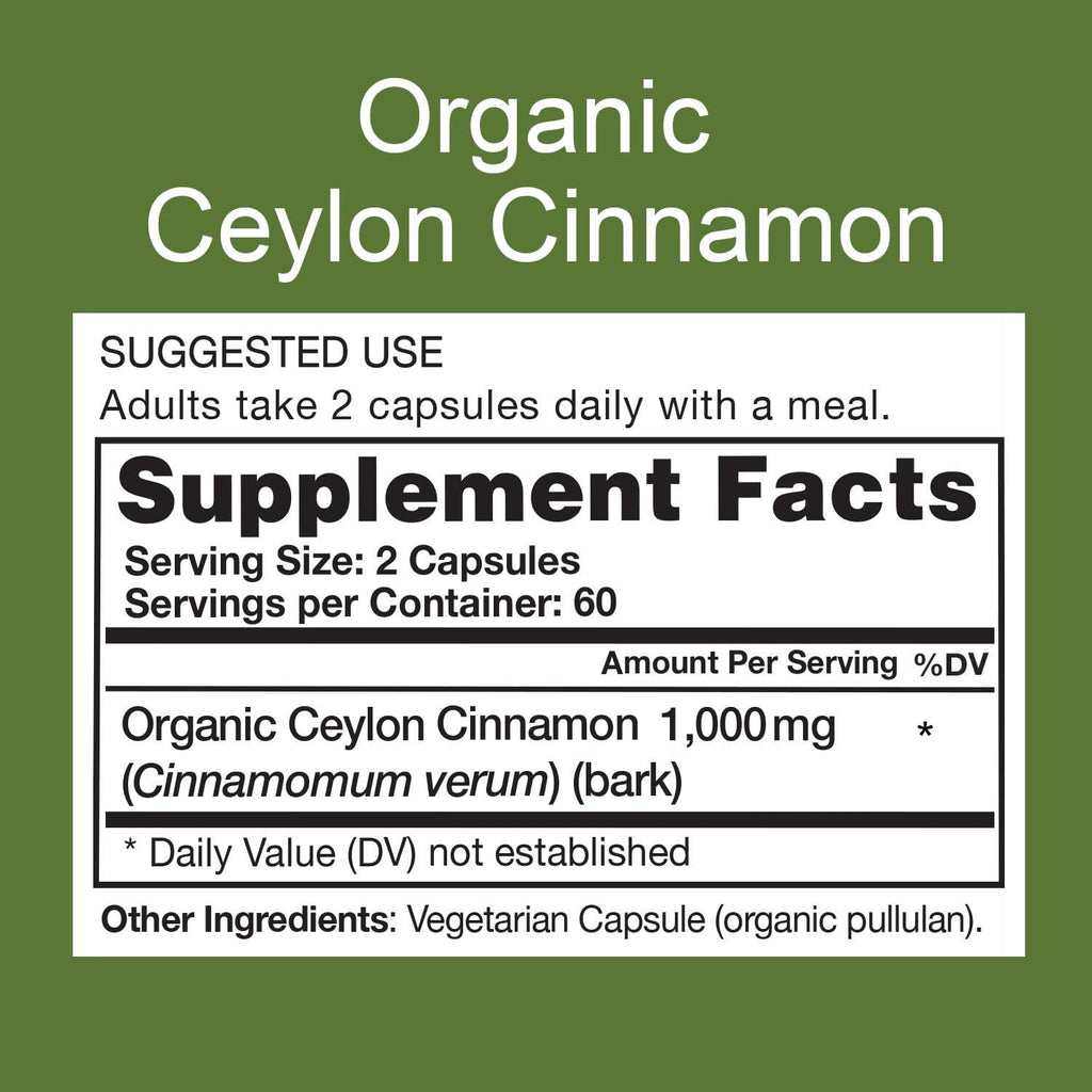Organic Ceylon Cinnamon Supplement, 120 Capsules E849729