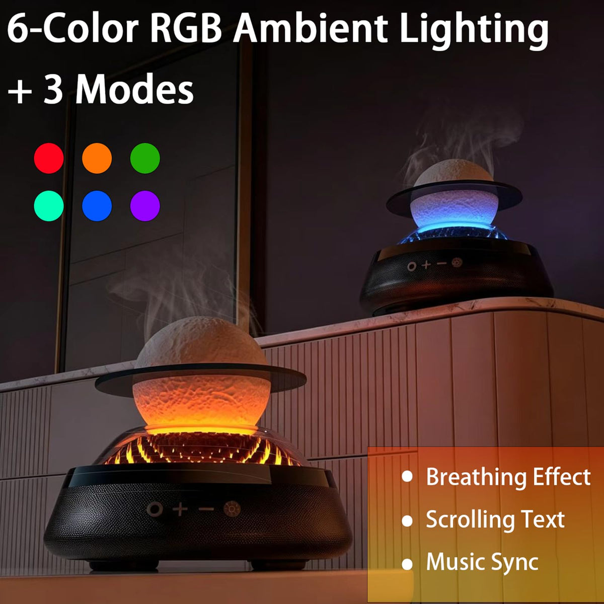 Black Portable Bluetooth Speaker with LED Night Light and Essential Oil Diffuser U15948