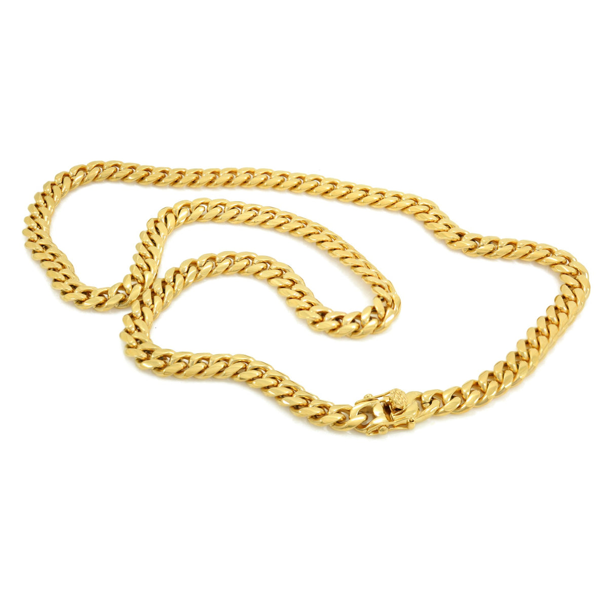 Miami Cuban Link Chain 18k Yellow Gold Plated Stainless Steel Necklace 30 inches E799792