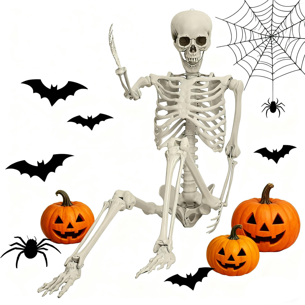 5.4FT Life Size Poseable Human Skeleton Prop Q56554