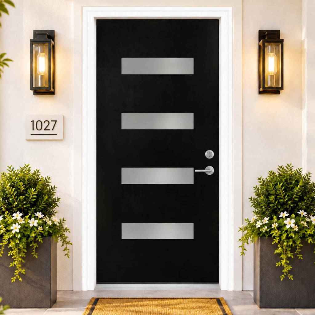 Fiberglass Entry Door 4-Lite Glass Left-Hand Inswing I924