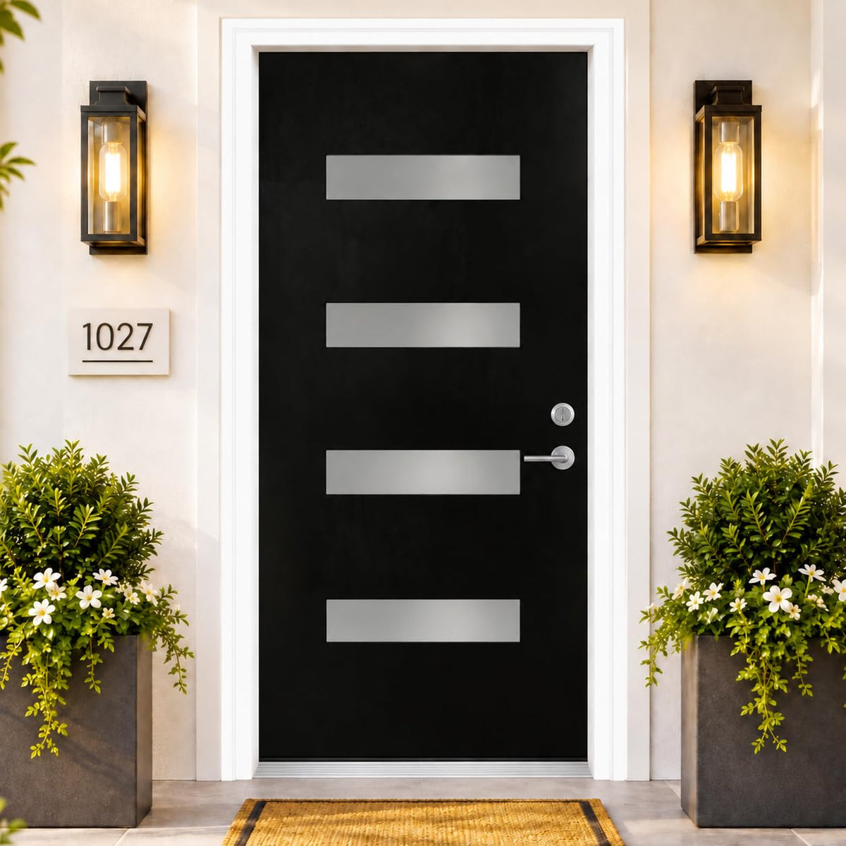 Fiberglass Entry Door 4-Lite Glass Left-Hand Inswing I924
