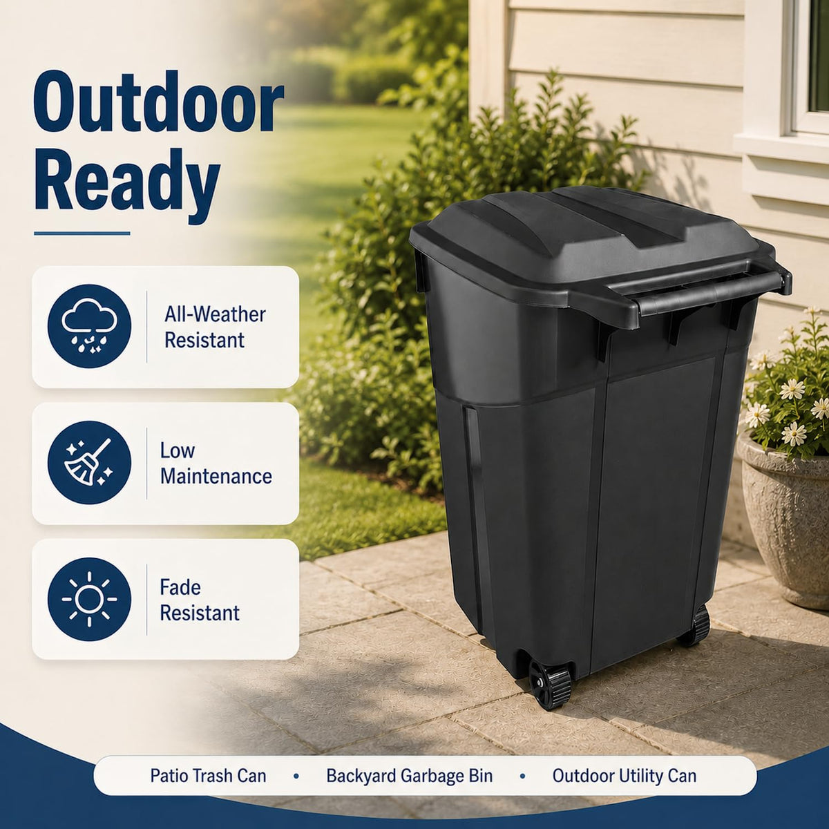 45 Gallon Wheeled Outdoor Trash Can with Lid P32201