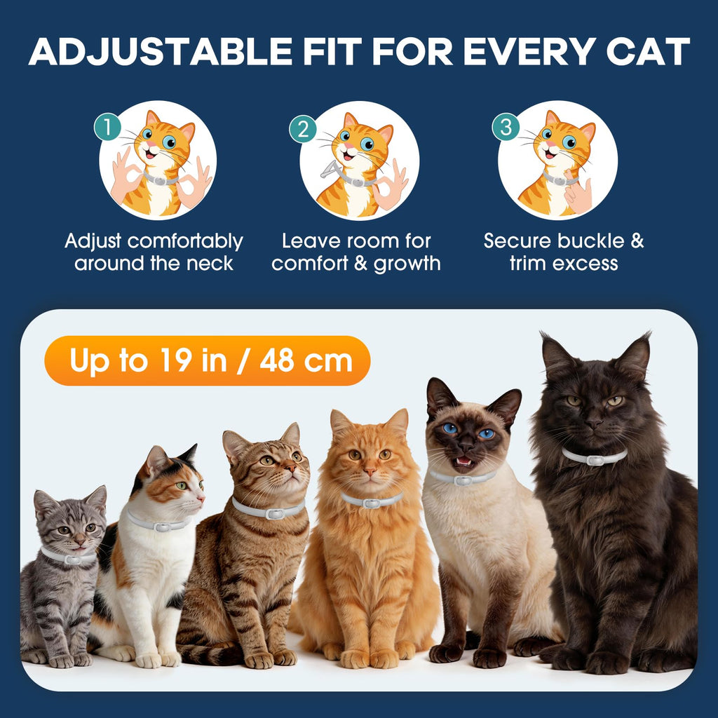 White 5 Pack Adjustable Water-Resistant Flea and Tick Cat Collar B26547