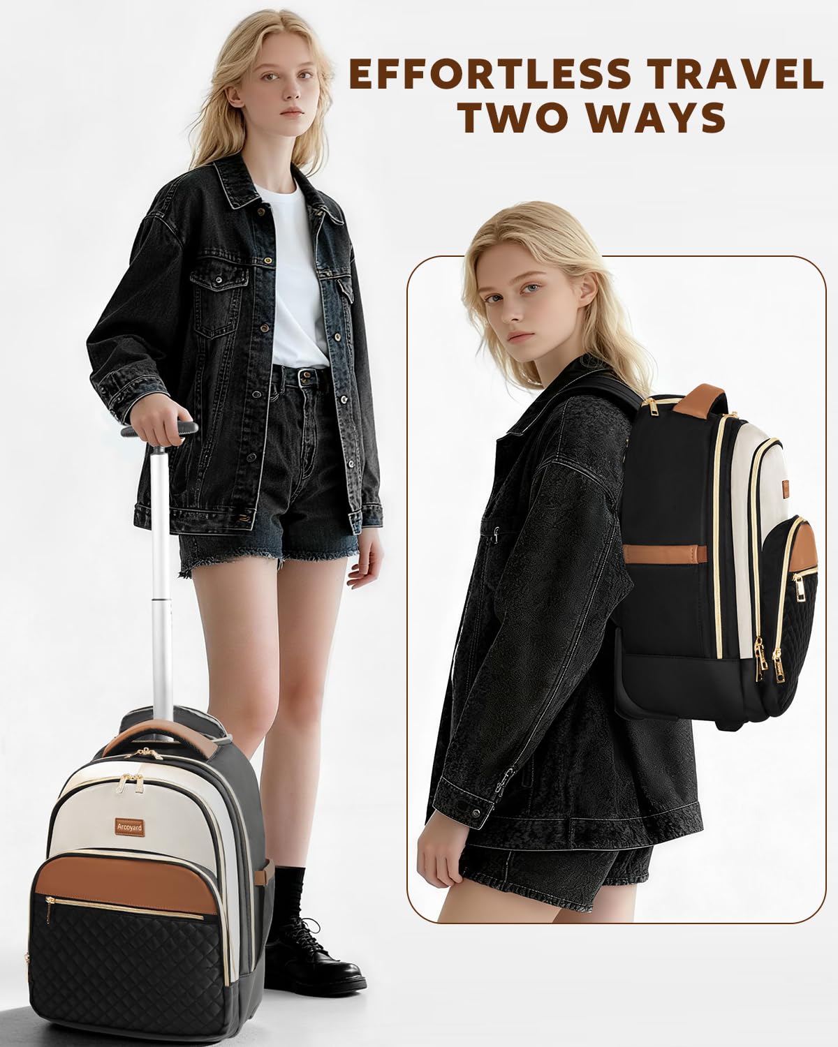 Small Lightweight Water Resistant Rolling Backpack Q777893