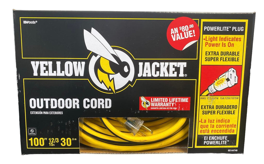 12/3 Heavy-Duty 15-Amp SJTW Extension Cord with Lighted Ends, 100-Feet Y672