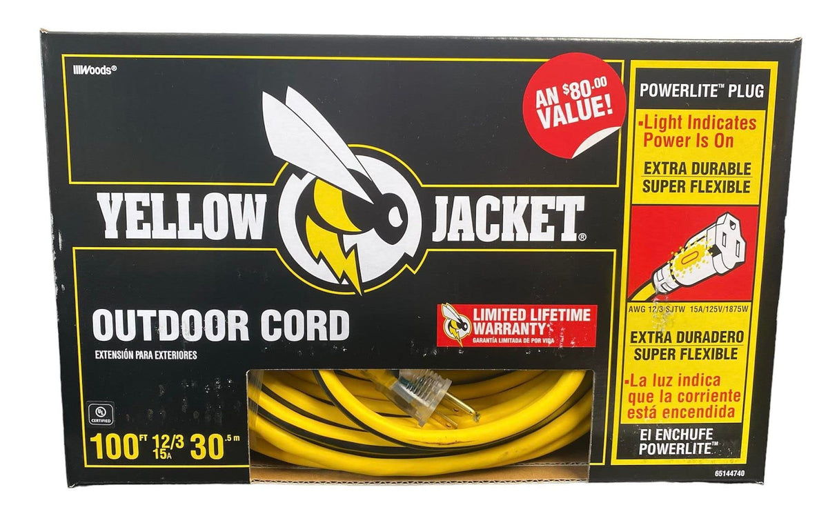 12/3 Heavy-Duty 15-Amp SJTW Extension Cord with Lighted Ends, 100-Feet Y672