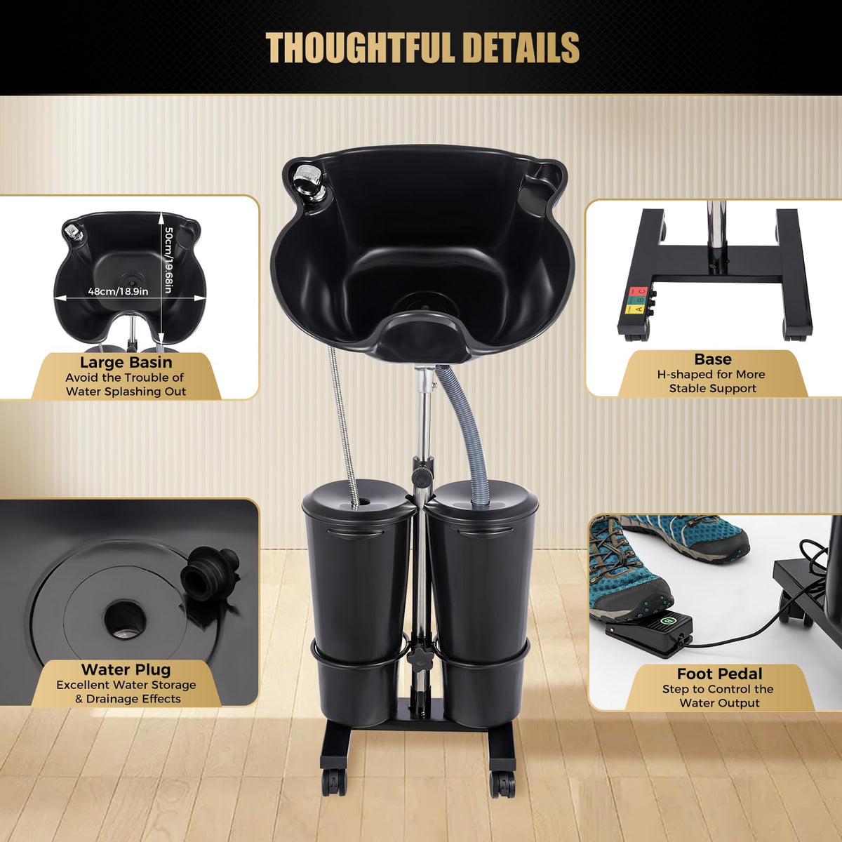Portable Mobile Shampoo Bowl with Electric Pump M71438