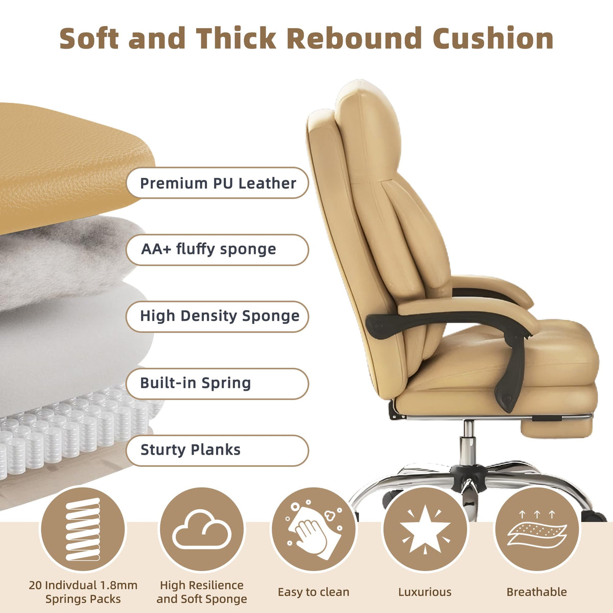 High Back Computer Chair with Soft Cushion G675944