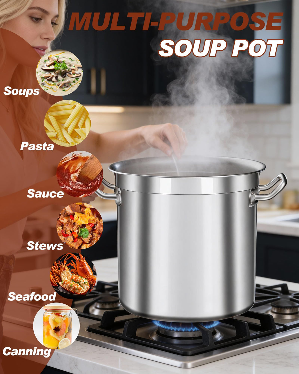 40 Quart Stainless Steel Stock Pot with Lid D755821