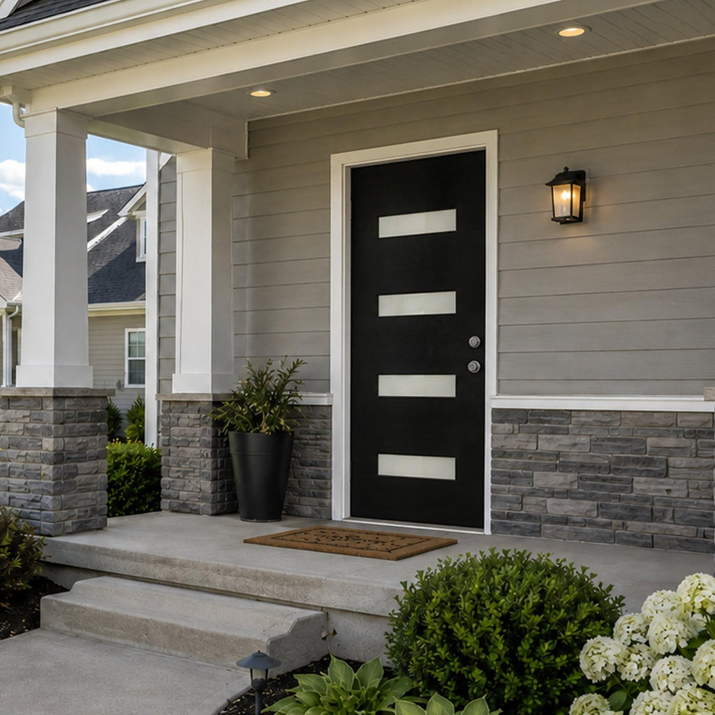 Fiberglass Entry Door 4-Lite Glass Left-Hand Inswing I924