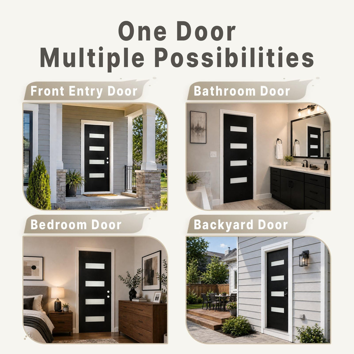 Fiberglass Entry Door 4-Lite Glass Left-Hand Inswing I924