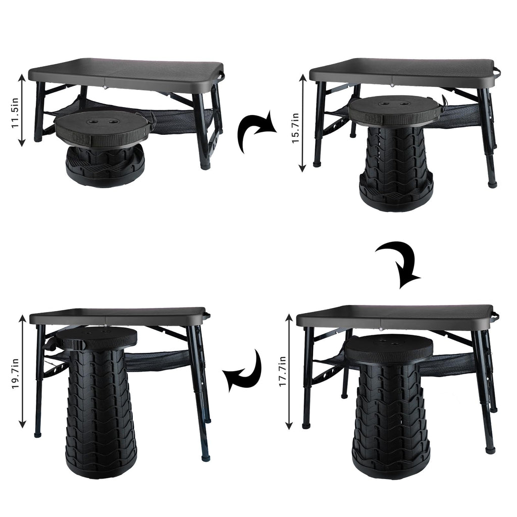 Black 4 Foot Folding Table and Stool N462001