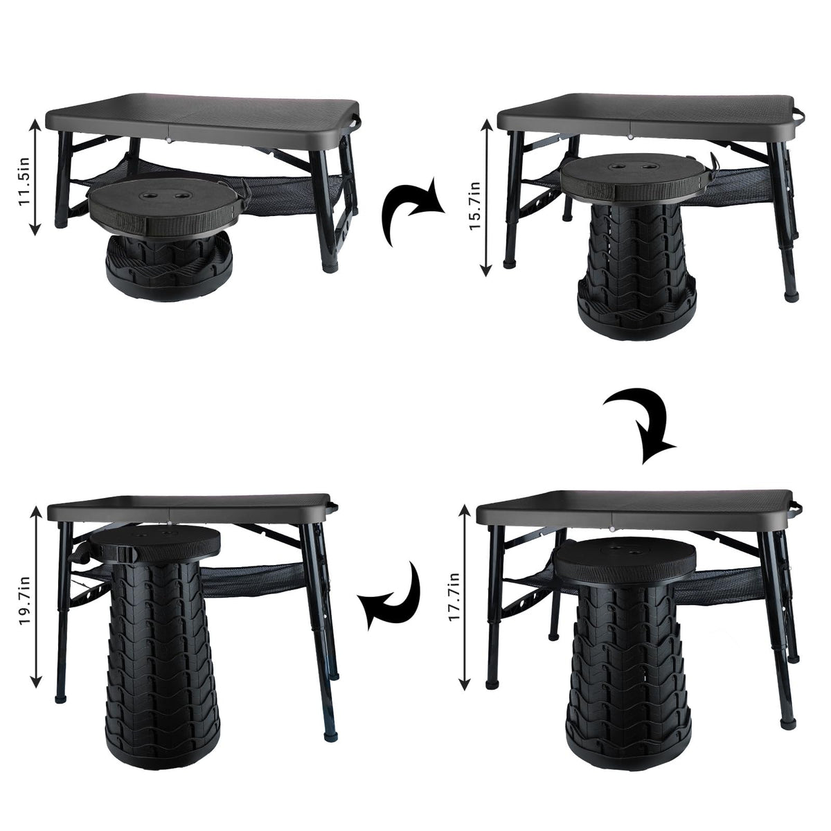 Black 4 Foot Folding Table and Stool N462001
