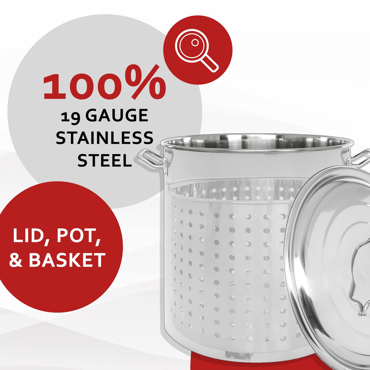 40 Quart Stainless Steel Stock Pot with Steamer Basket and Propane Stove I556