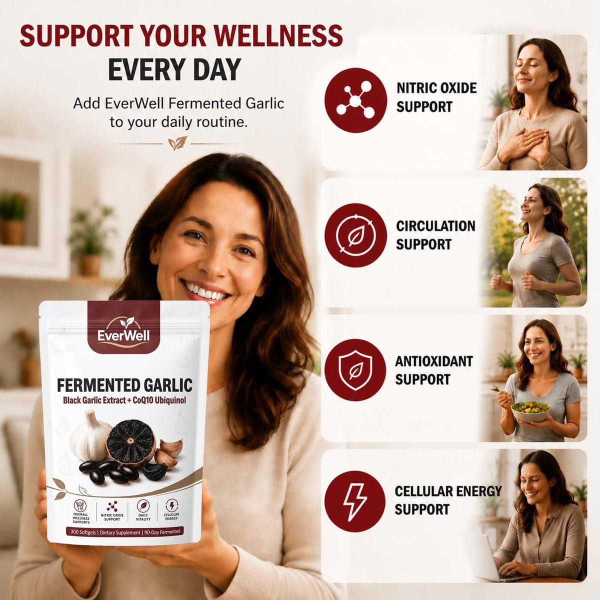 Black Fermented Black Garlic CoQ10 Ubiquinol Softgels B361