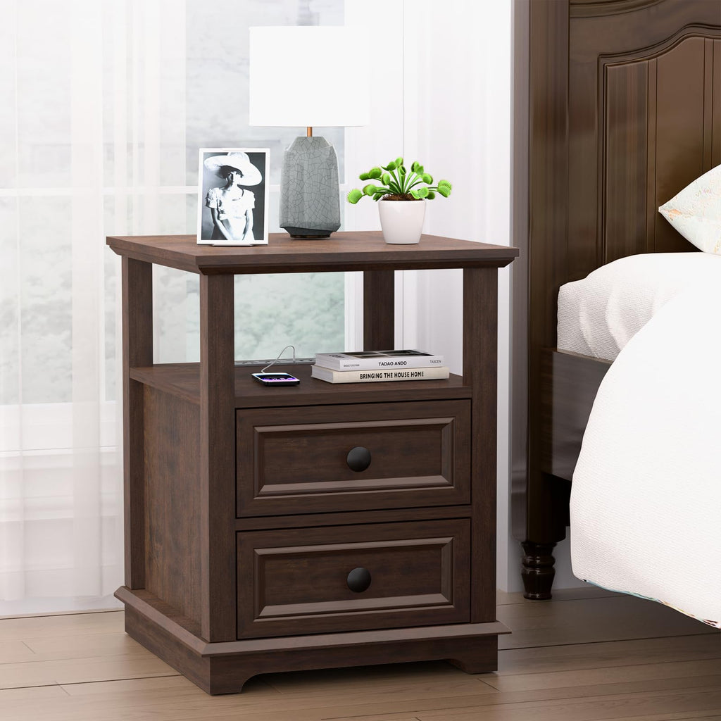 24" Nightstand with Charging Station and Drawers V175013