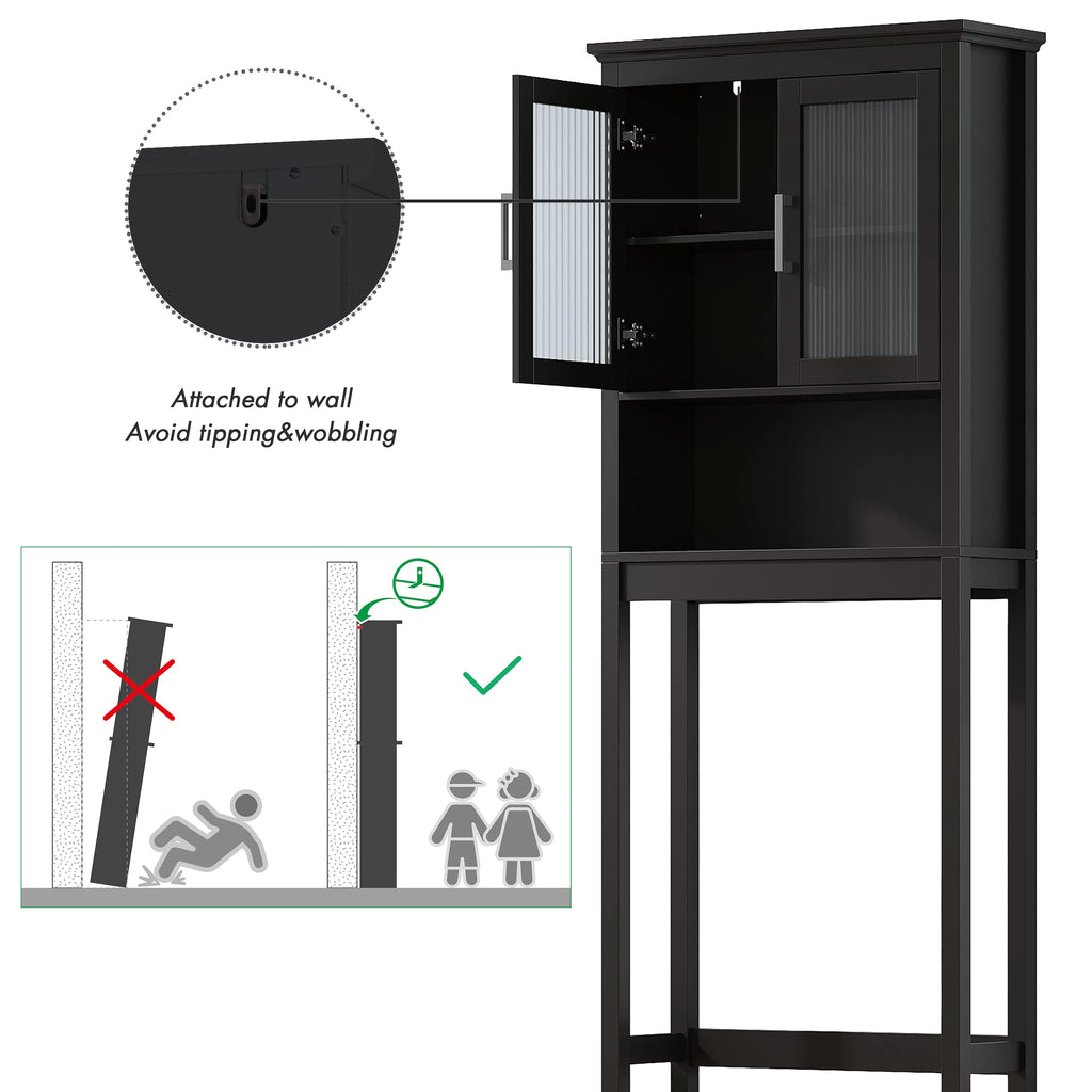 Over the Toilet Storage Cabinet with Glass Doors T189