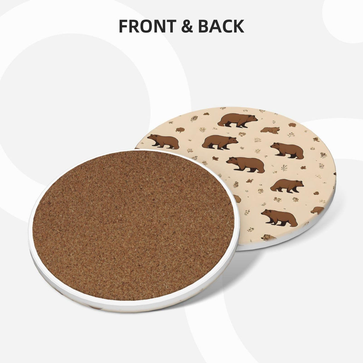 6-Piece Set of Absorbent Ceramic Coasters with Cork Backing G48485