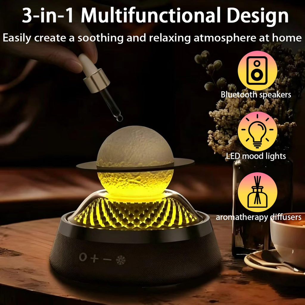 Black Portable Bluetooth Speaker with LED Night Light and Essential Oil Diffuser U15948