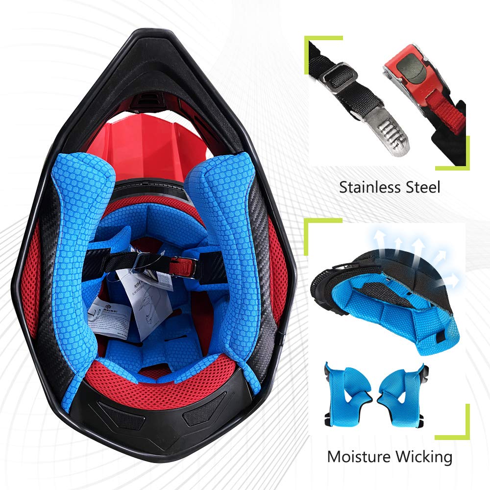 Adult Dirt Bike Helmets ATV Motocross Helmet with Camera Mount DOT Red Black M I322110