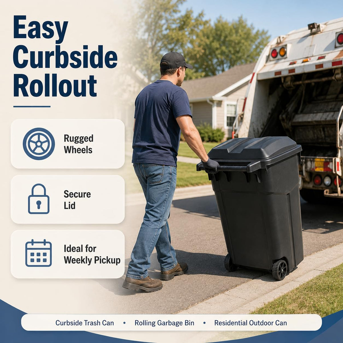 45 Gallon Wheeled Outdoor Trash Can with Lid P32201