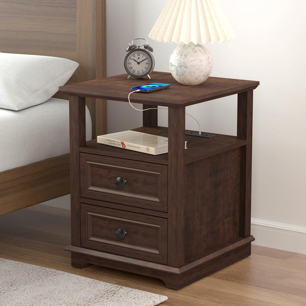 24" Nightstand with Charging Station and Drawers V175013