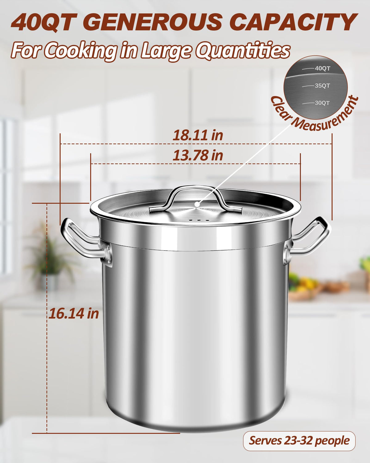 40 Quart Stainless Steel Stock Pot with Lid D755821