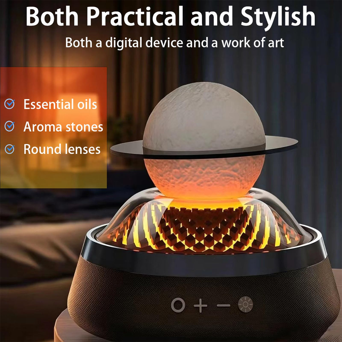 Black Portable Bluetooth Speaker with LED Night Light and Essential Oil Diffuser U15948