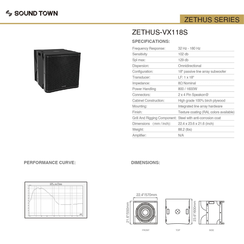 18” 1600W Line Array Subwoofer Y724393
