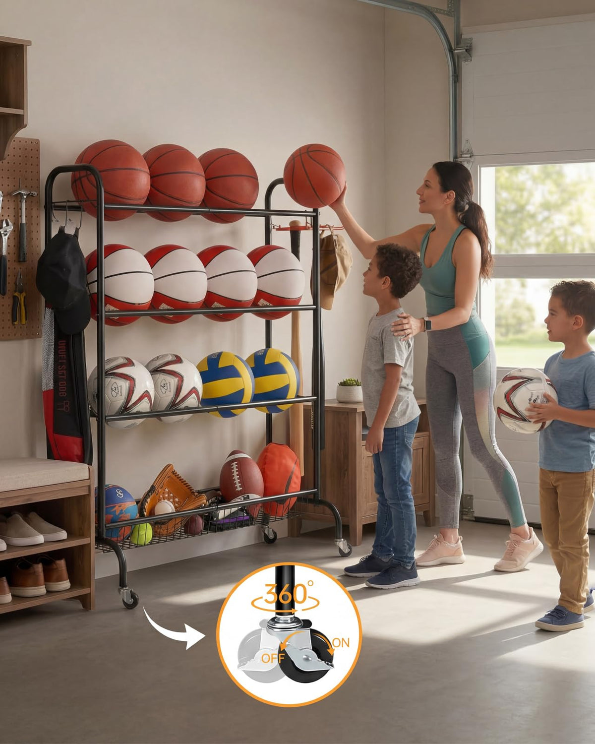 4 Tier Basketball Rack with Wheels H4642