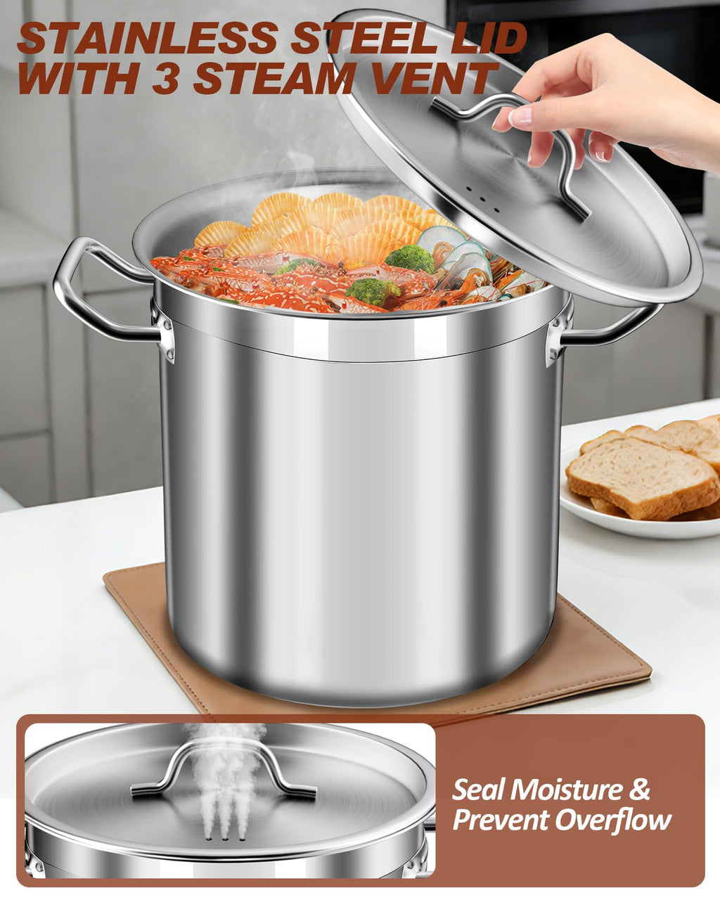 40 Quart Stainless Steel Stock Pot with Lid D755821