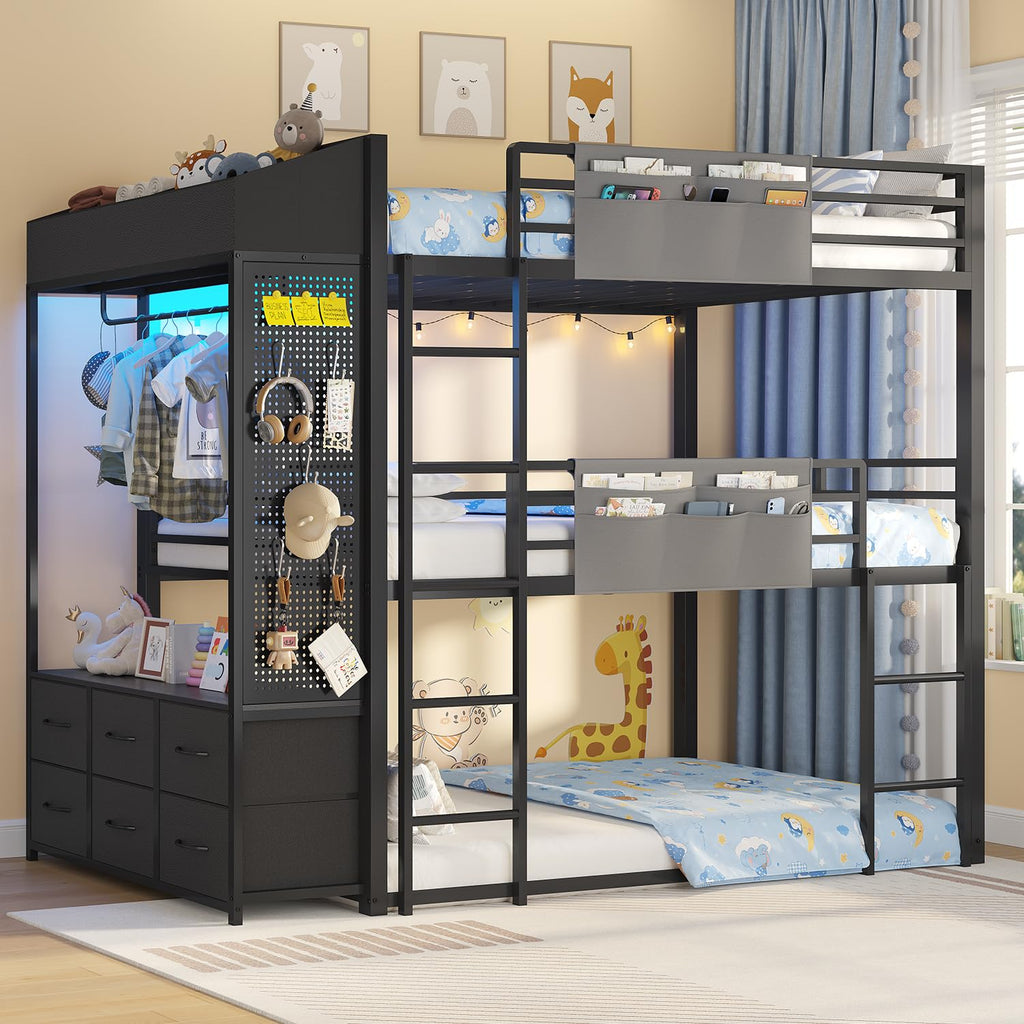 Triple Bunk Bed with 6 Storage Drawers O8135