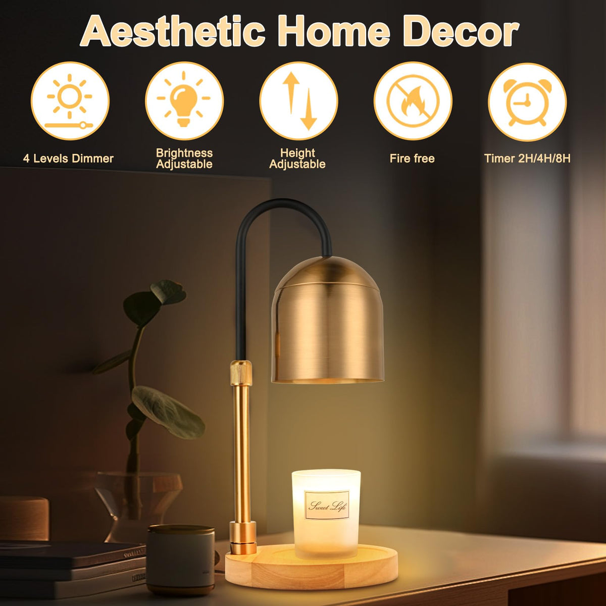 Dimmable Electric Candle Warmer Lamp with Timer J63717