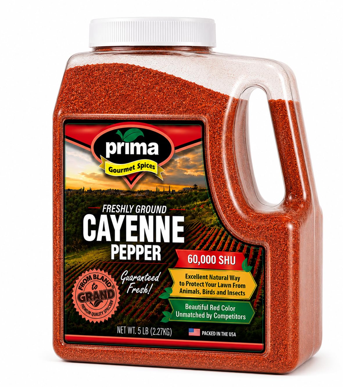 Cayenne Pepper Powder 5 LBS Bulk Kitchen Jug 60,000 SHU Extra Hot All Natural Gluten Free Red Ground Pepper S371225