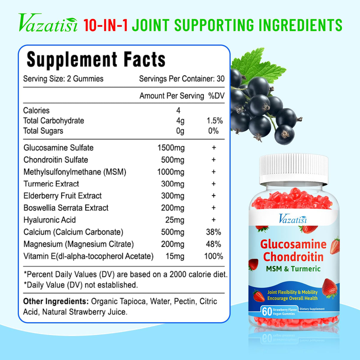 Glucosamine Chondroitin Gummies with Turmeric & MSM, 60 Gummies U18817