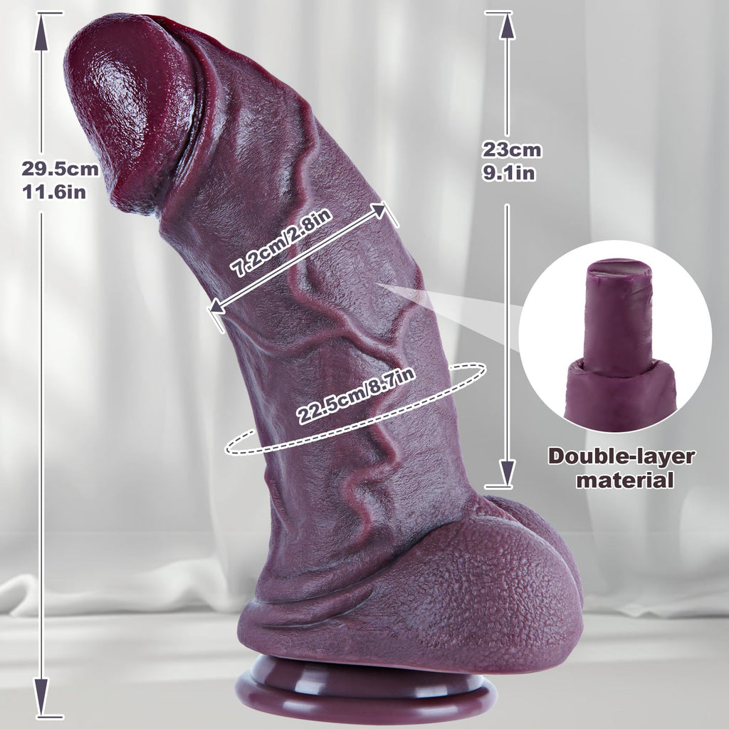 11.6" Black Silicone Suction Cup Dildo Z185035