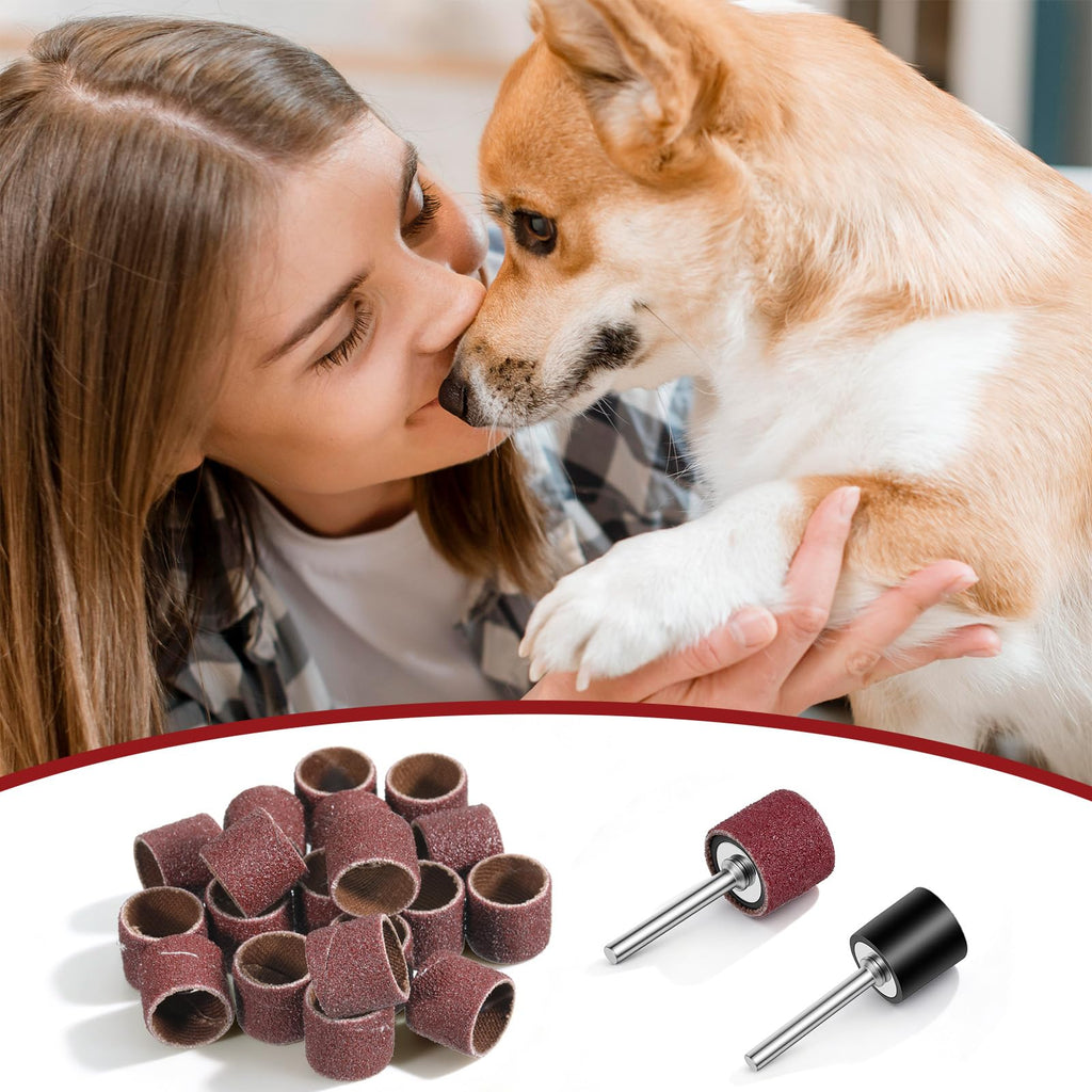 22Pcs Dog Nail Grinder Sanding Bands and Drums Replacement Kit T977582