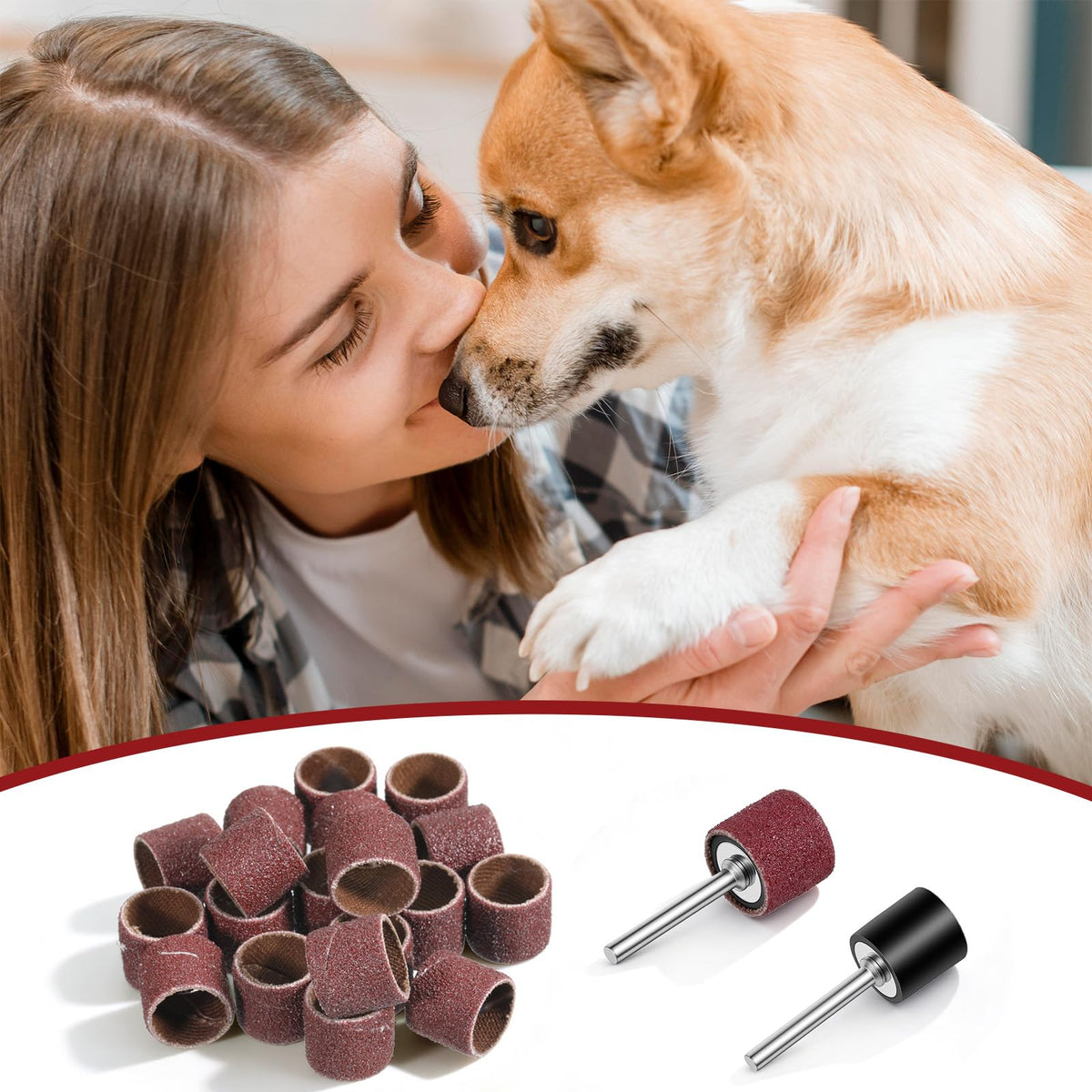 22Pcs Dog Nail Grinder Sanding Bands and Drums Replacement Kit T977582