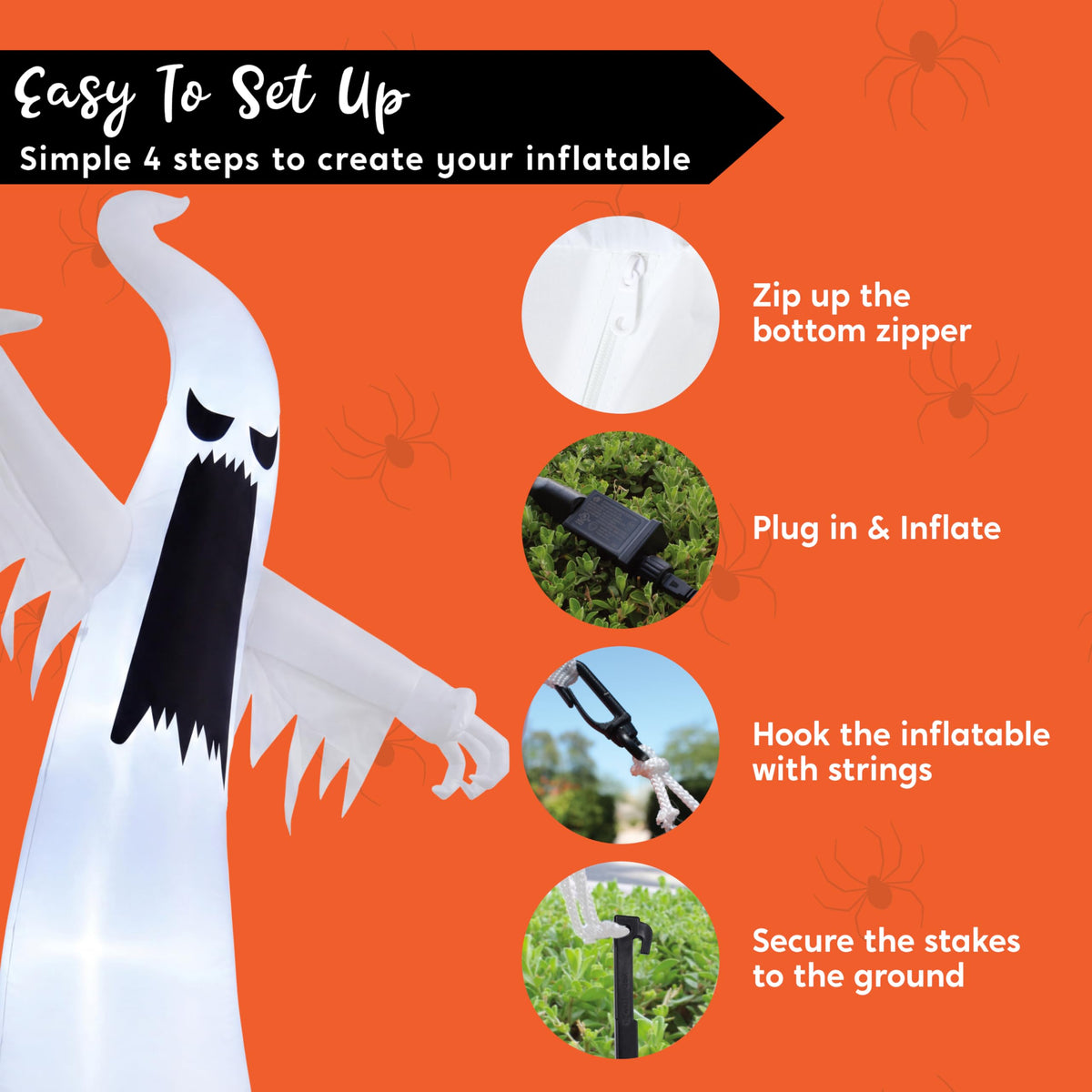 12 FT Inflatable Ghost Outdoor Decoration with LEDs B32486