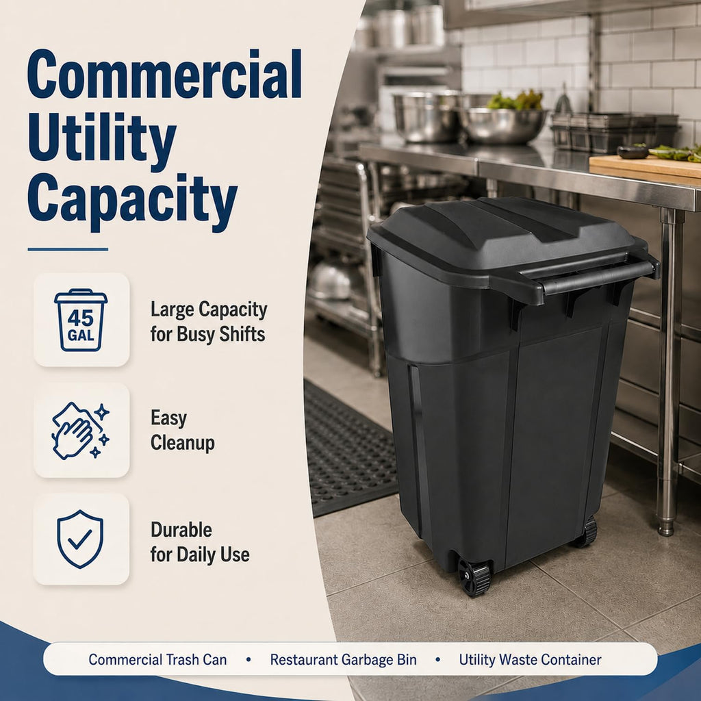 45 Gallon Wheeled Outdoor Trash Can with Lid P32201