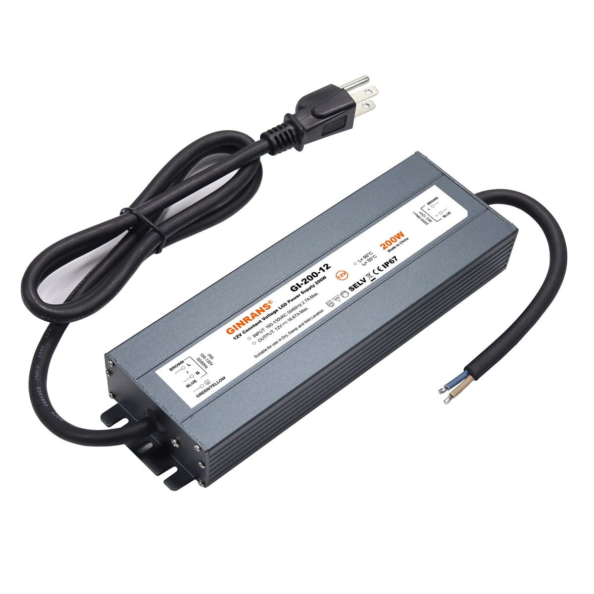 200W IP67 Waterproof Constant Voltage LED Driver Power Supply Transformer G235533