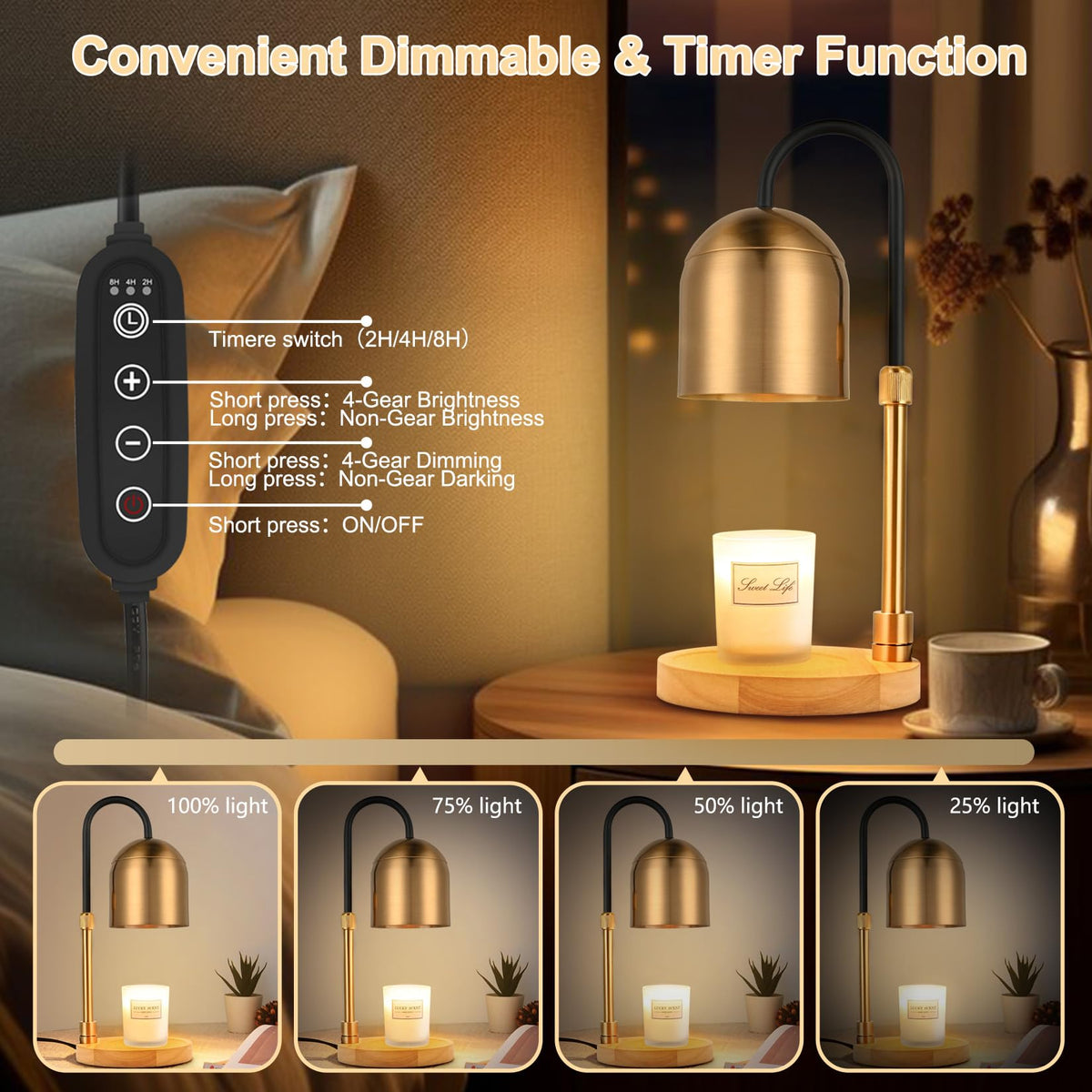 Dimmable Electric Candle Warmer Lamp with Timer J63717
