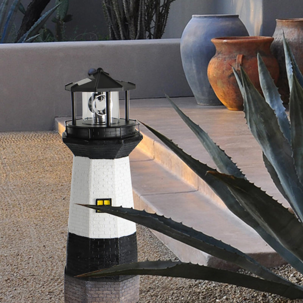 Solar Powered Lighthouse Garden Light with Rotating Beacon Y364