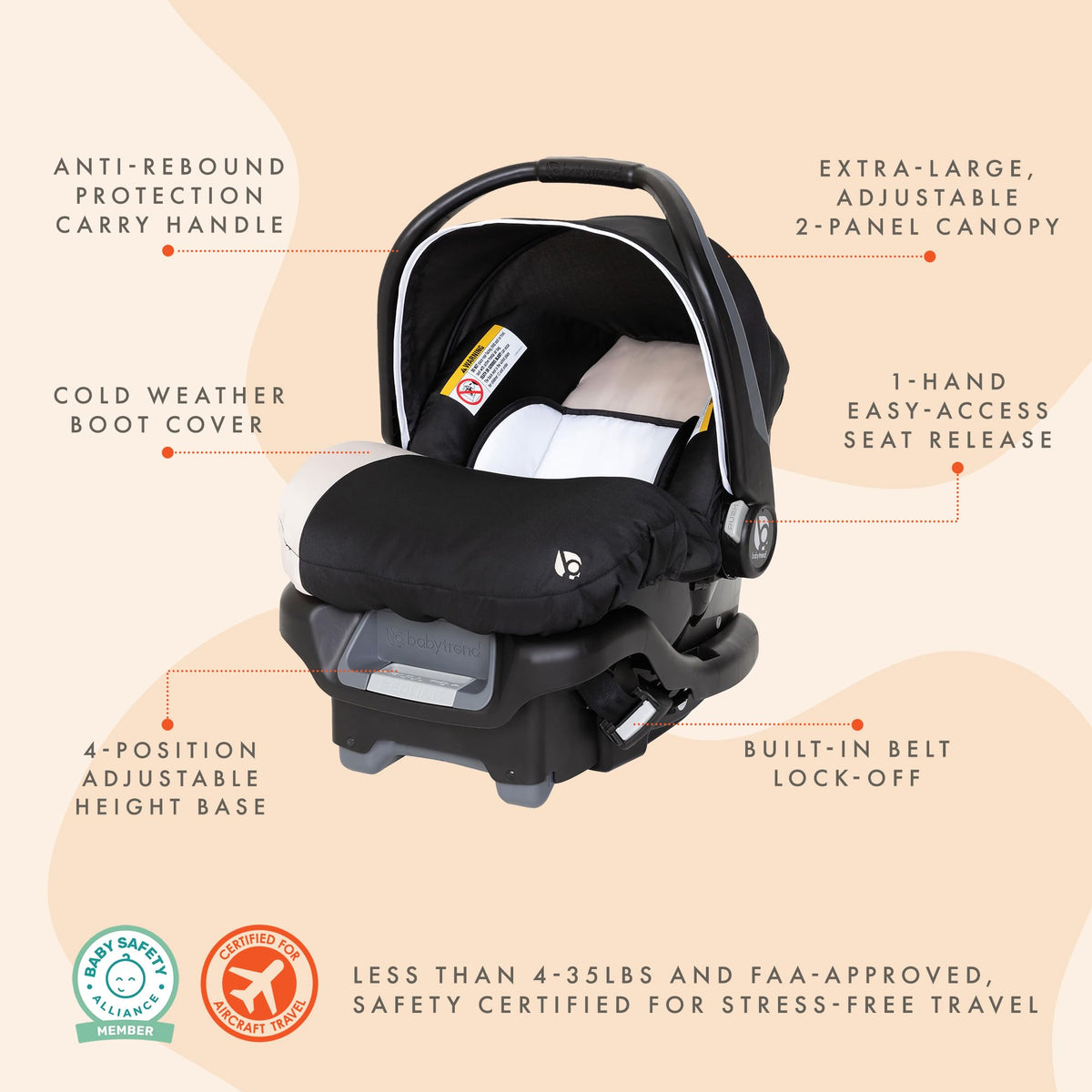 Khaki Infant Car Seat with Cover and Harness H232803