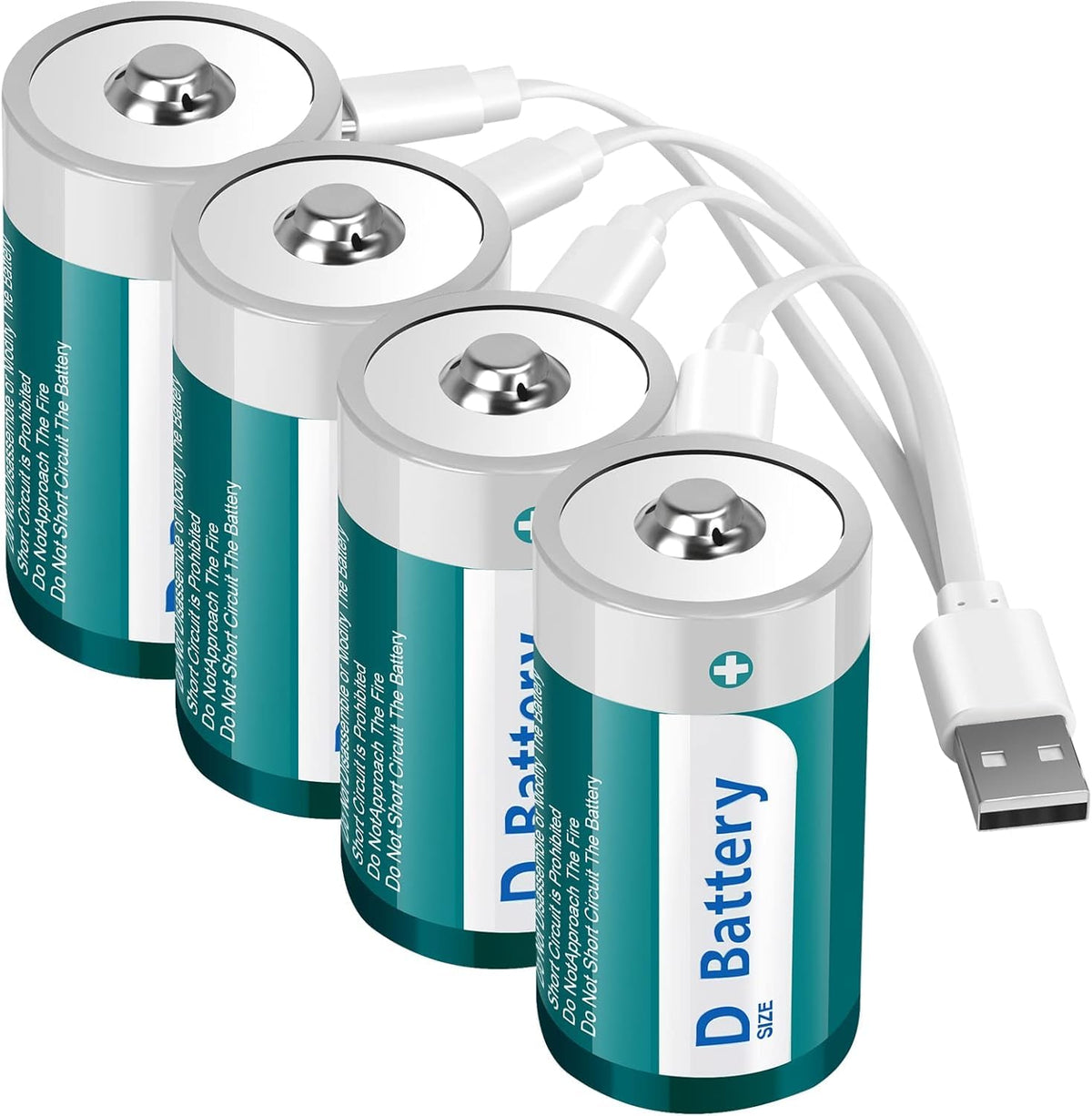 D Size Rechargeable Lithium Batteries with USB-C Charging Cable H73462